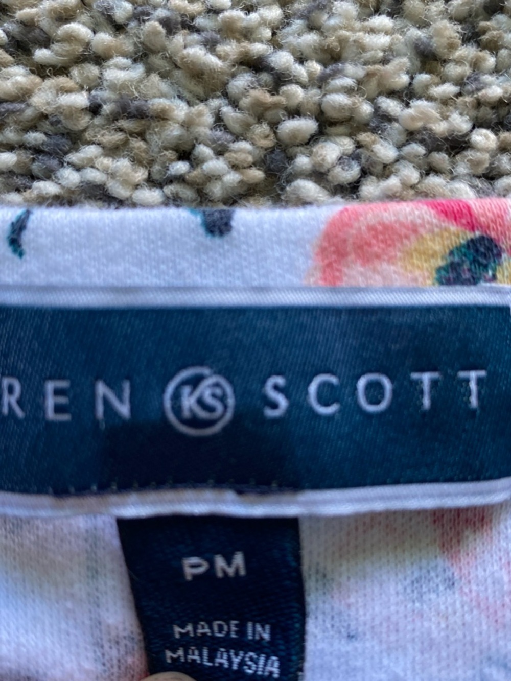 Karen Scott White Short-Sleeve Tee with Pink Rose & Green Vine Print - Picture 2 of 6